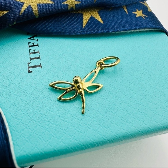 RARE Tiffany & Co. 18K Yellow Gold Dragonfly Charm Pendant with Packaging - Picture 4 of 8